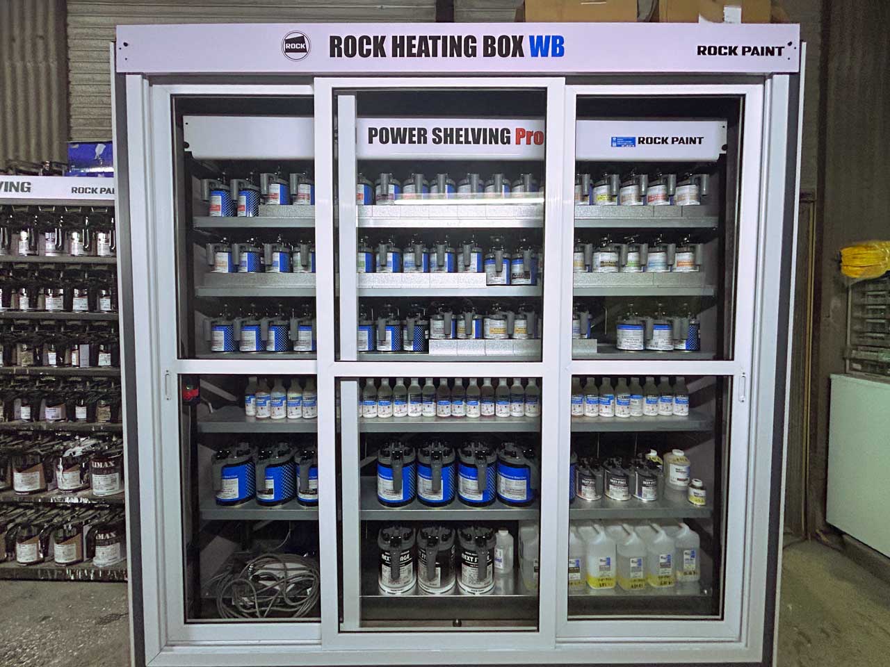 加温機能付き水性塗料専用棚